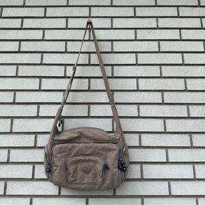 Kipling Erica Europa Taupe Crossbody Shoulder Convertible Zip Top Bag Carryall